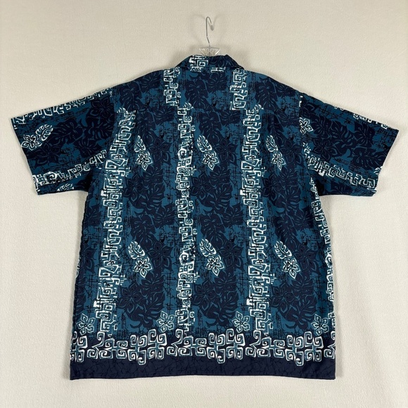 Extreme Gear Island Tropics Short Sleeve Hawaiian Blue & White Shirt size L - Picture 6 of 11
